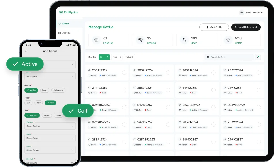 dashboard screen showcasing all in one livestock software solution